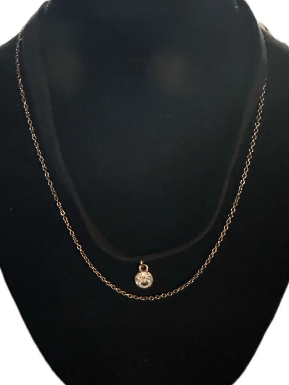 TWO TIER CHOKER NECKLACE WITH SOLITAIRE RHINESTONE - Picture 1 of 3